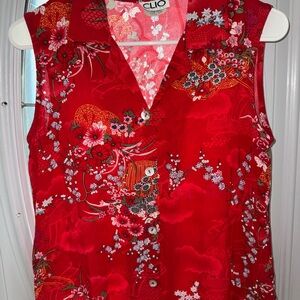 Clio Red Floral Sleeveless Top